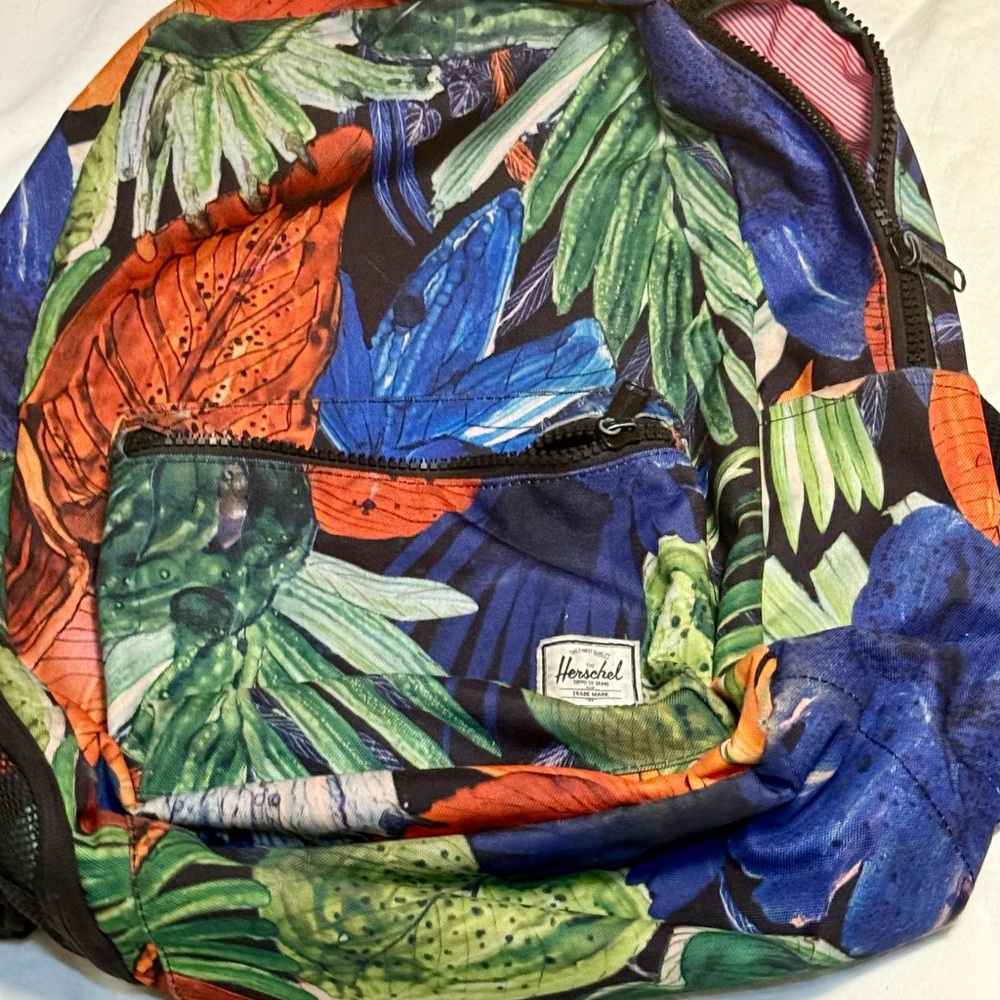 Herschel Supply Co. Floral Print Backpack Tropical Leaf Pattern School Unisex